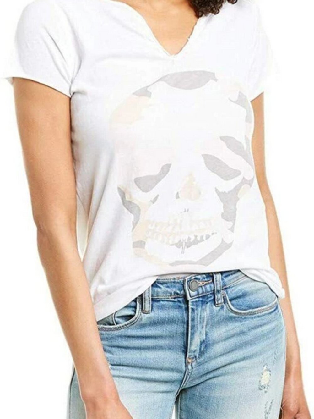 Zadig & Voltaire Tunisien Mc Camo T-Shirt White Blouse Printed Button Top M
